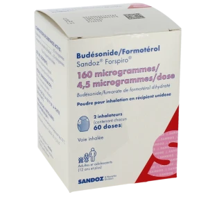 Budesonide/formoterol Sandoz Forspiro 160 Microgrammes/4,5 Microgrammes/dose, Poudre Pour Inhalation En Récipient Unidose