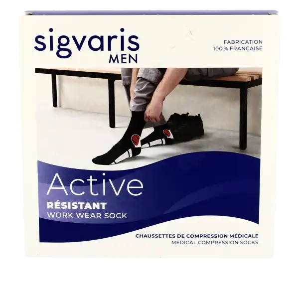 Sigvaris Active Resistant Chaussettes  Homme Classe 2 Noir X Large Long