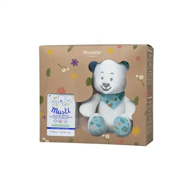 MUSTI Coffret eau + peluche unisexe blanc