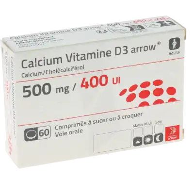 Calcium Vitamine D3 Arrow 500 Mg/400 Ui, Comprimé à Sucer Ou à Croquer à Saint-Maximin