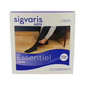 Sigvaris Essentiel Coton Bas Auto-fixants  Homme Classe 2 Noir Medium Normal