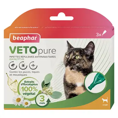 Beaphar Vetopure Pipettes Répulsives Antiparasitaires Pour Chats 3 Pipettes X 1ml à CUISERY