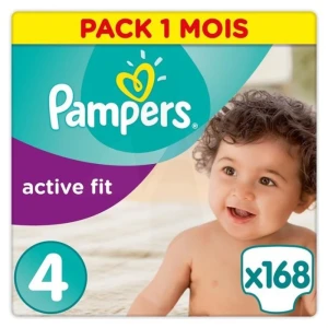 Pampers Active Fit, Taille 4, Maxi, 7 Kg à 18 Kg, Sac 26