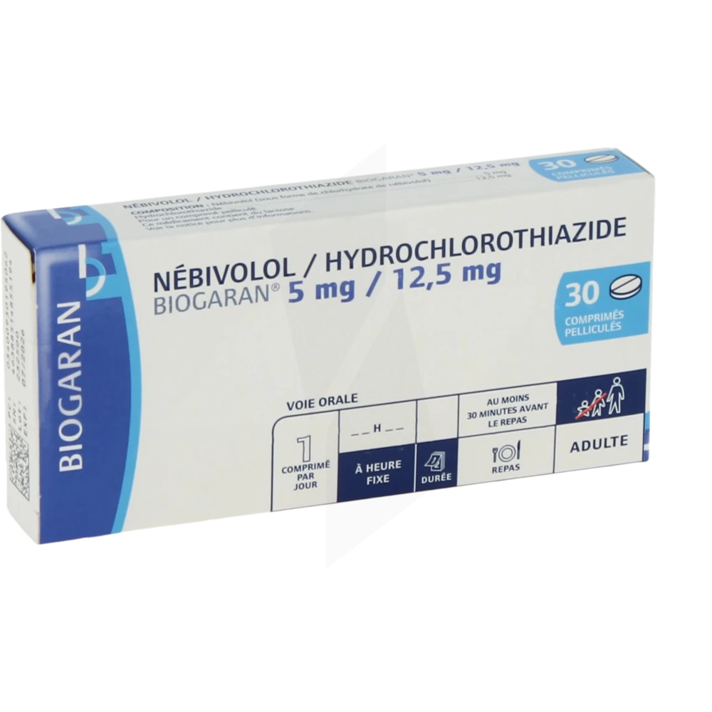 Nebivolol/hydrochlorothiazide Biogaran 5 Mg/12,5 Mg, Comprimé Pelliculé