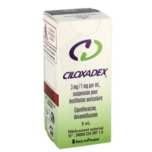 Ciloxadex 3 Mg/1 Mg Par Ml, Suspension Pour Instillation Auriculaire