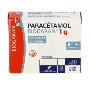 Paracetamol Biogaran 1 G, Comprimé Plq/8