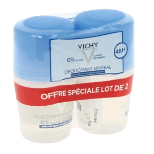 Vichy Déodorant Minéral Déodorant Minéral 48h Actif Anti-odeur D'origine Naturelle 2roll-on/50ml