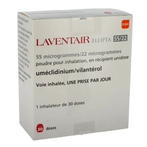 Laventair Ellipta 55 Microgrammes/22 Microgrammes, Poudre Pour Inhalation En Récipient Unidose