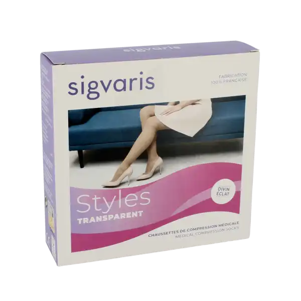 Sigvaris Styles Transparent Chaussettes  Femme Classe 2 Beige 130 Large Long