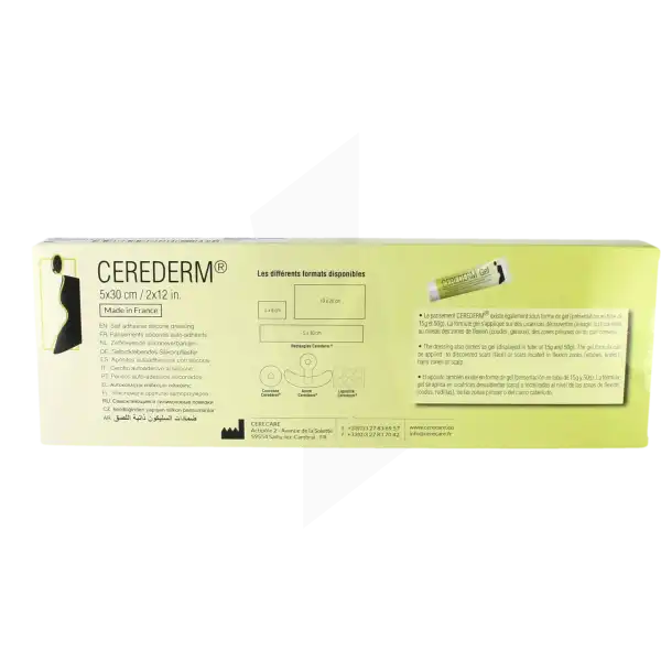 Cerederm Pansement Siliconé Cicatrice Réutilisable 5x30cm B/10