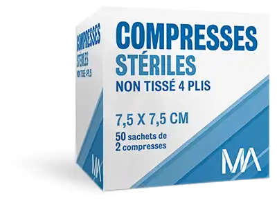 MA Compresses Stériles Non Tissé 7,5x7,5 Boîte de 50x2