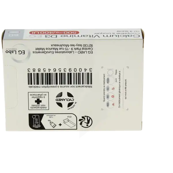 Calcium Vitamine D3 Eg 500 Mg/400 Ui, Comprimé à Croquer Ou à Sucer