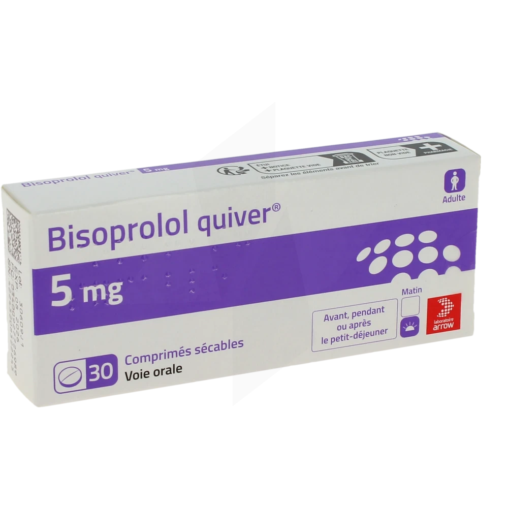 Bisoprolol Quiver 5 Mg, Comprimé Sécable