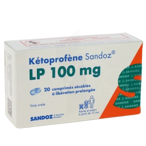 Ketoprofene Sandoz Lp 100 Mg, Comprimé Sécable à Libération Prolongée