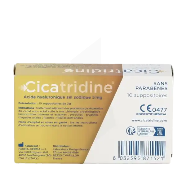 Cicatridine Suppositoires Acide Hyaluronique B/10