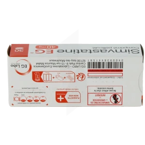 Simvastatine Eg 40 Mg, Comprimé Pelliculé