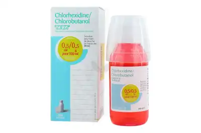 CHLORHEXIDINE/CHLOROBUTANOL TEVA 0,5 ml/0,5 g pour 100 ml, solution pour bain de bouche Fl/90ml
