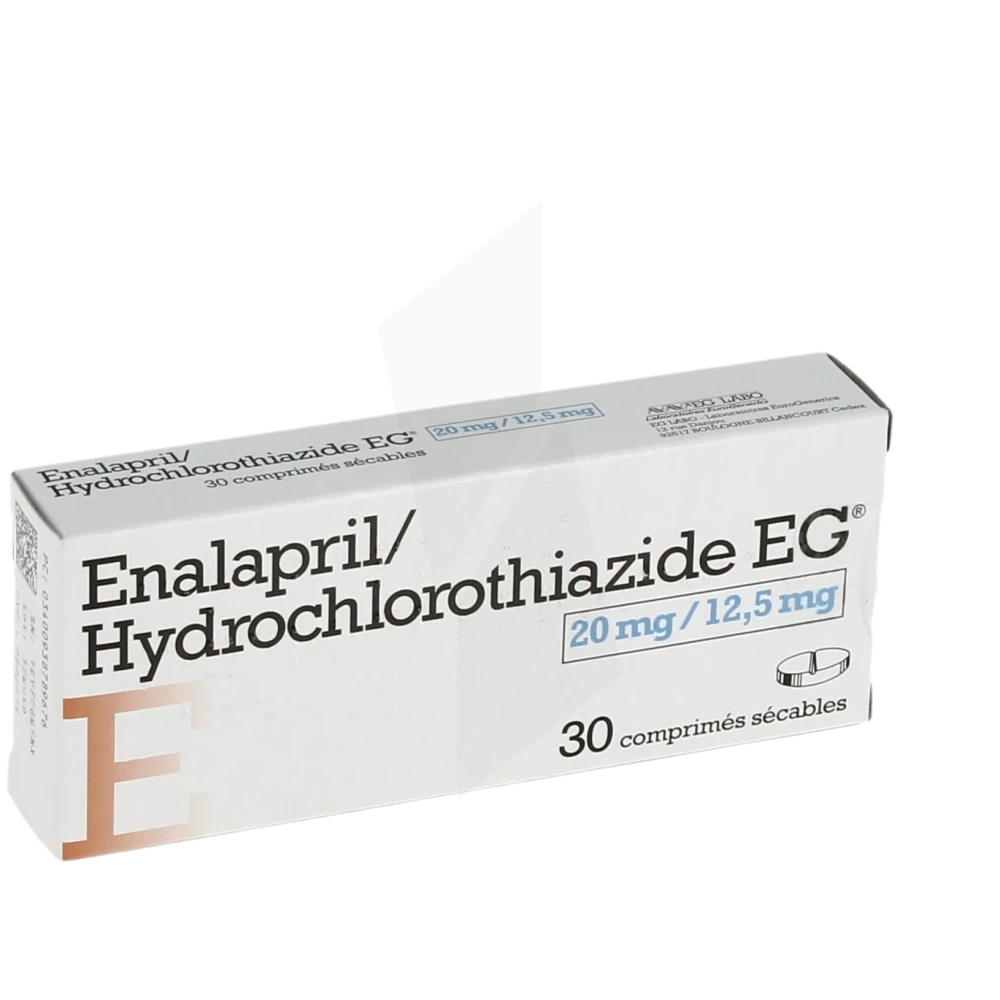 Enalapril/hydrochlorothiazide Eg 20 Mg/12,5 Mg, Comprimé Sécable