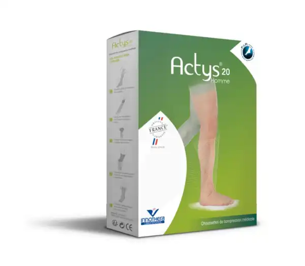 Actys® 20 Homme Classe Ii Chaussettes Noir Taille 4 Normal Pied Ouvert