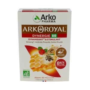 Arkoroyal Dynergie Bio Ginseng Gelée Royale Propolis Solution Buvable 20 Ampoules/10ml