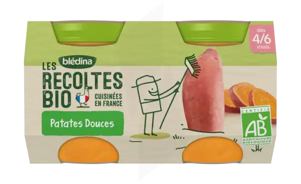 Blédina Les Récoltes Bio Patates Douces 2 Pots/130g