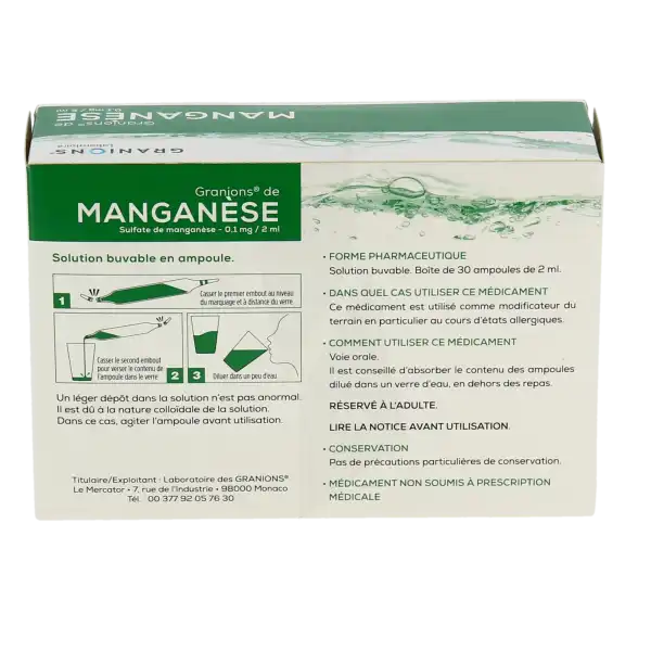 Granions De Manganese 0,1 Mg/2 Ml, Solution Buvable En Ampoule