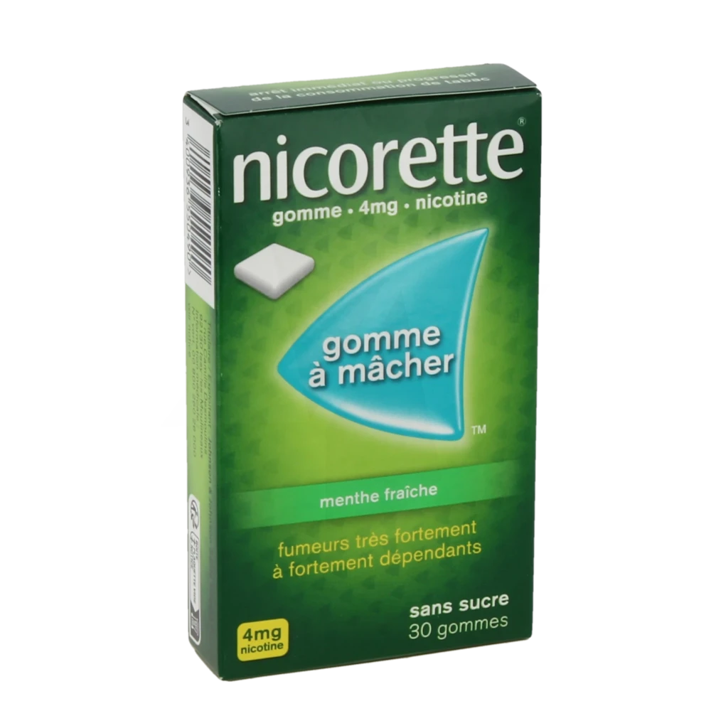 Nicorette 4 Mg Gom à Mâcher Médic Sans Sucre Menthe Fraîche Plq/30gom