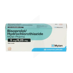 Bisoprolol/hydrochlorothiazide Viatris 5 Mg/6,25 Mg, Comprimé Pelliculé