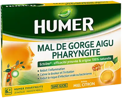 Humer Pharyngite Pastille Mal De Gorge Miel Citron B/20 à Nogaro