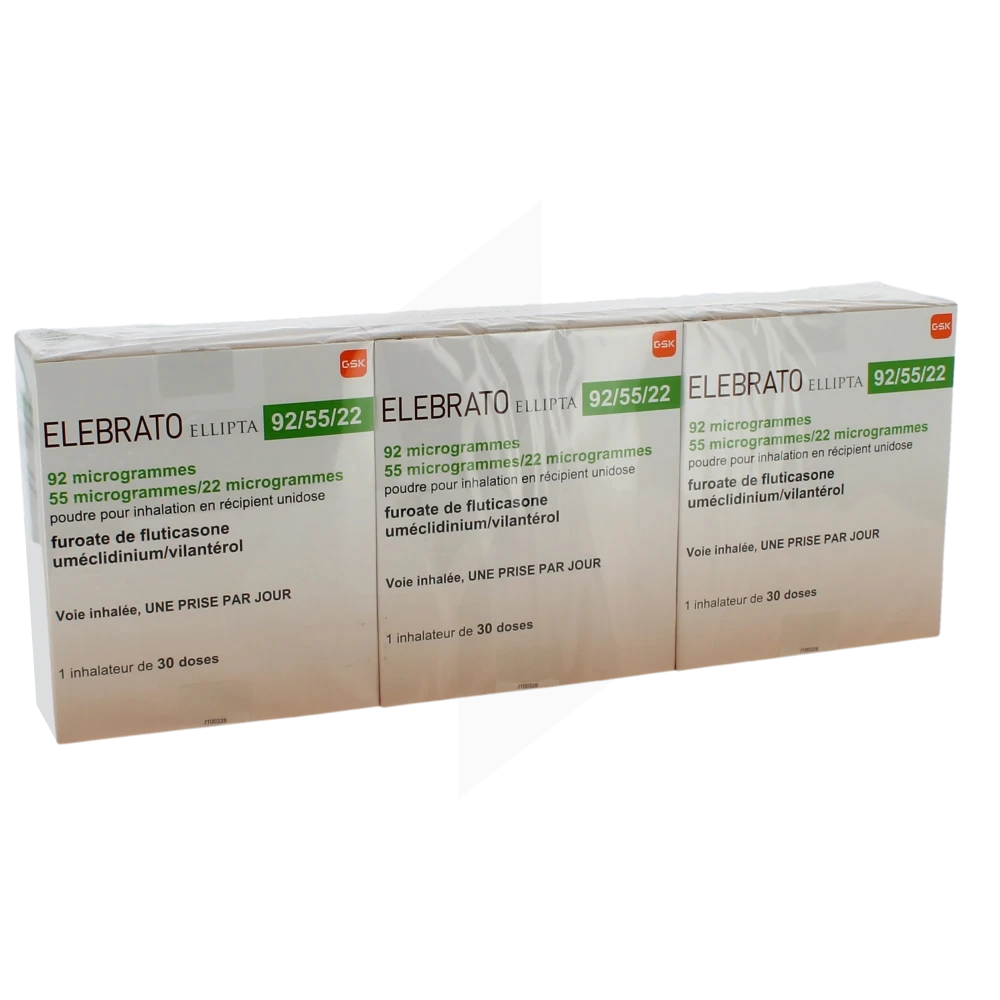 Elebrato Ellipta 92 Microgrammes/55 Microgrammes/22 Microgrammes, Poudre Pour Inhalation En Récipient Unidose