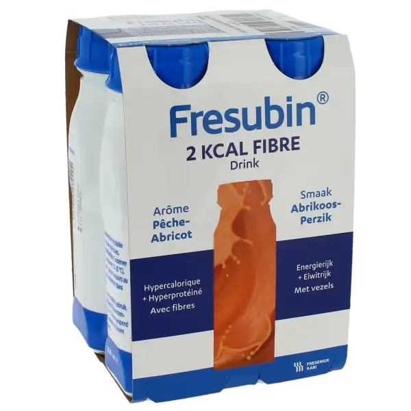 Fresubin 2 Kcal Fibre Drink Nutriment Pêche Abricot 4bouteilles/200ml