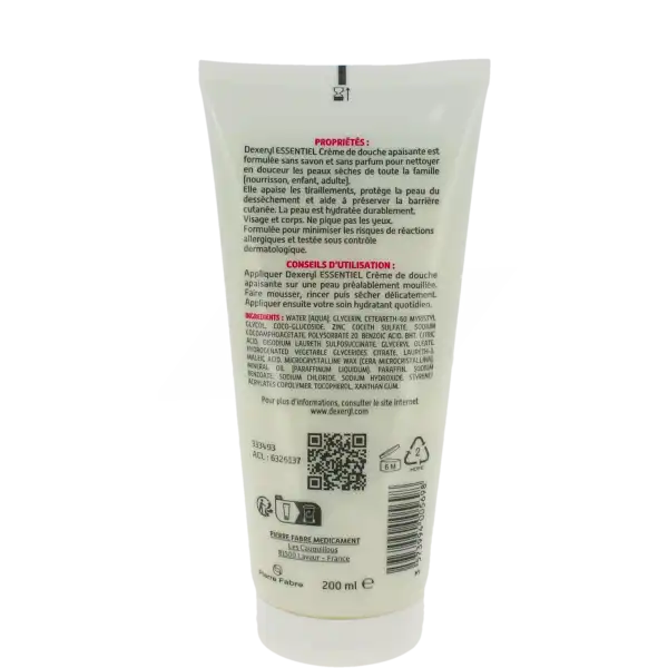 Dexeryl Essentiel Crème De Douche Apaisante T/200ml