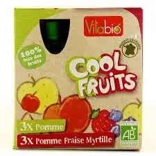Vitabio Cool Fruits Compote Pomme+pomme Fraise Myrtille 6gourdes/90g à Saint-Cyprien