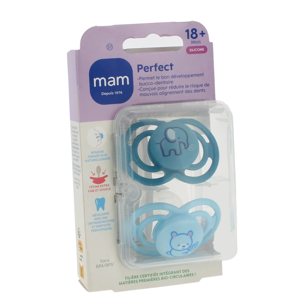 Mam Perfect Sucette Anatomique Silicone +18mois Animaux B/2