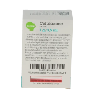 Ceftriaxone Cristers 1 G/3,5 Ml, Poudre Et Solvant Pour Solution Injectable (im)