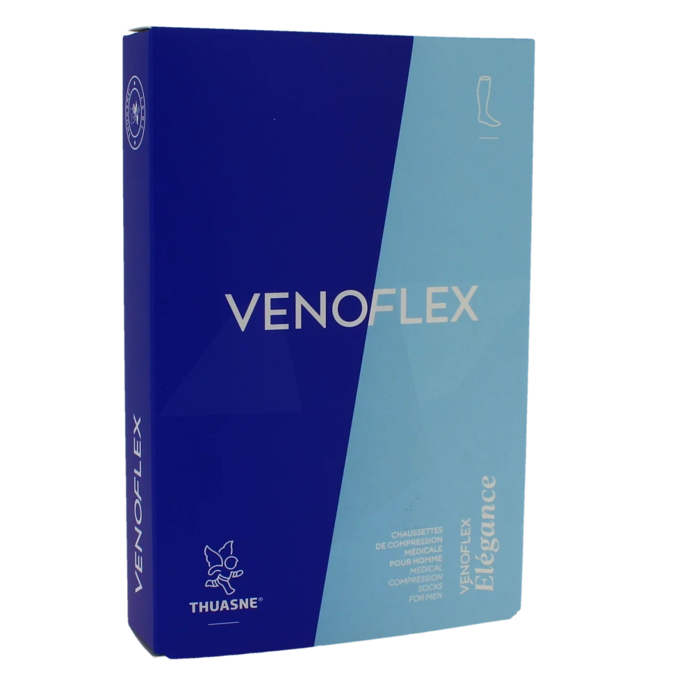 Venoflex Elegance 2 Chaussette Maille Côtelée Homme Gris Taille 2l