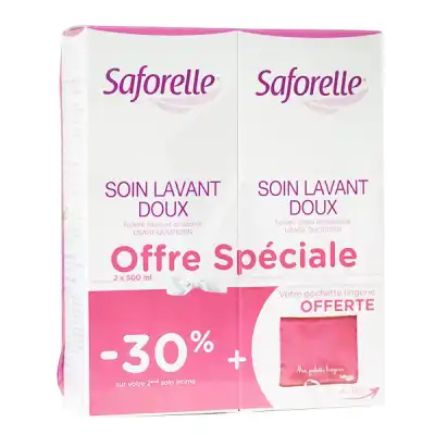 Saforelle Solution Soin Lavant Doux 2*500ml+pochette à Bordeaux