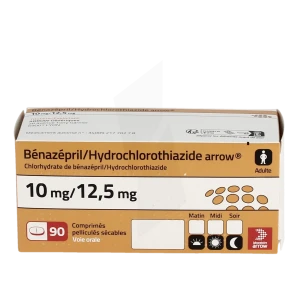 Benazepril/hydrochlorothiazide Arrow 10 Mg/12,5 Mg, Comprimé Pelliculé Sécable