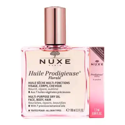 Huile Prodigieuse® Florale - Huile Sèche Multi-fonctions Visage, Corps, Cheveux 100ml + Parfum Floral 1,2ml à LE-TOUVET