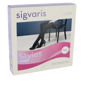 Sigvaris Styles Opaque Collant  Femme Classe 2 Noir Large Normal