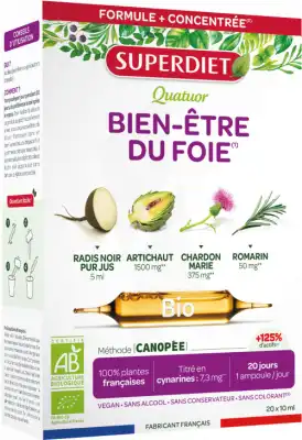 Superdiet Quatuor Bio Solution Buvable Bien-être Du Foie 20 Ampoules/10ml à Pont à Mousson