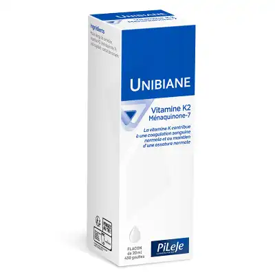 Pileje Unibiane Vitamine K2 Ménaquinone-7 Solution Buvable Flacon Compte-goutte 20ml à LA CRAU