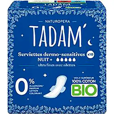 Tadam' Serviettes Dermo-Sensitives Ultra Nuit+ Sachet/10