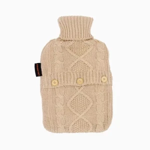 Calindoo Bouillotte Avec Housse Tricot Beige 2l