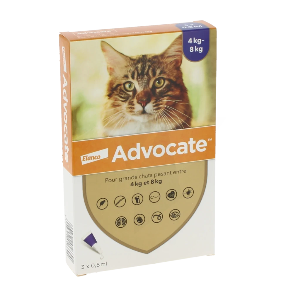 Advocate 80 Mg + 8 Mg Solution Pour Spot-on Pour Grands Chats, Solution Pour Spot-on