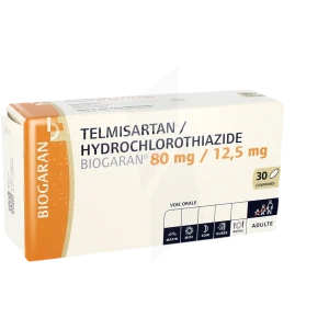 Telmisartan/hydrochlorothiazide Biogaran 80 Mg/12,5 Mg, Comprimé