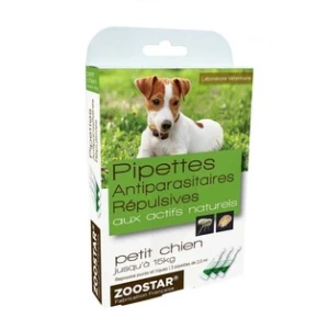Zoostar Pipettes Antiparasitaires Répulsive - Petits Chiens > 15kg