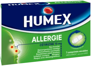 Humex 10 Mg Comprimés Pelliculés Sécables Allergie Cétirizine Plq/7