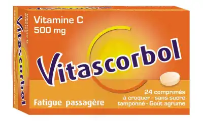 Vitascorbol Sans Sucre Tamponne 500 Mg, Comprimé à Croquer édulcoré Au Sorbitol Et à L'aspartam à SAINT-SAENS
