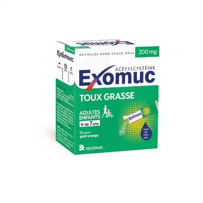 EXOMUC 200 mg, granulés pour usage oral en sachet 15 Sachets/2g